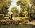 Un pastor y su rebaño La vida en la granja Realismo Julien Dupre